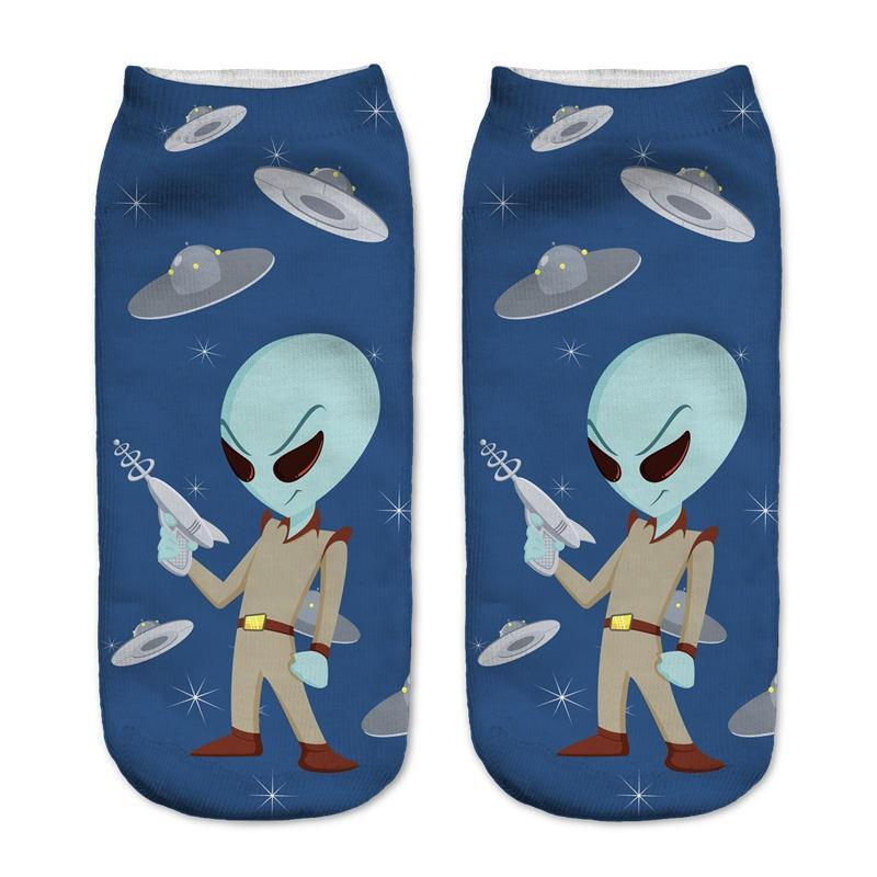 creepy cute alien et extraterrestrial socks ankle socks screen printed gothic hipster by kawaii babe