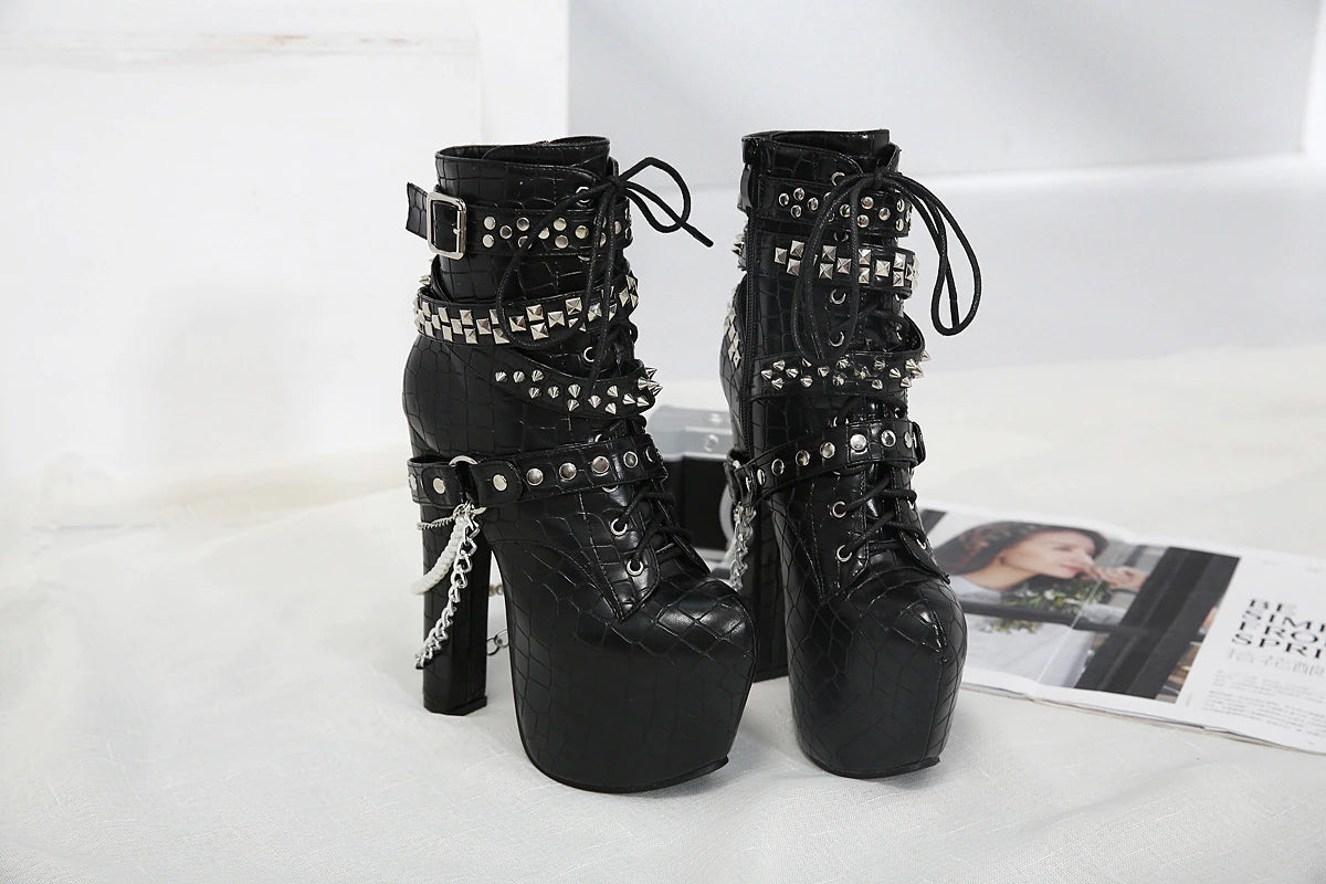 Stud & Chain Moto Boots