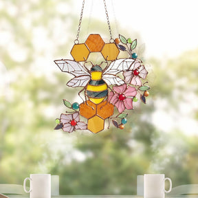 Honeycomb Stained Glass Wall Hanging