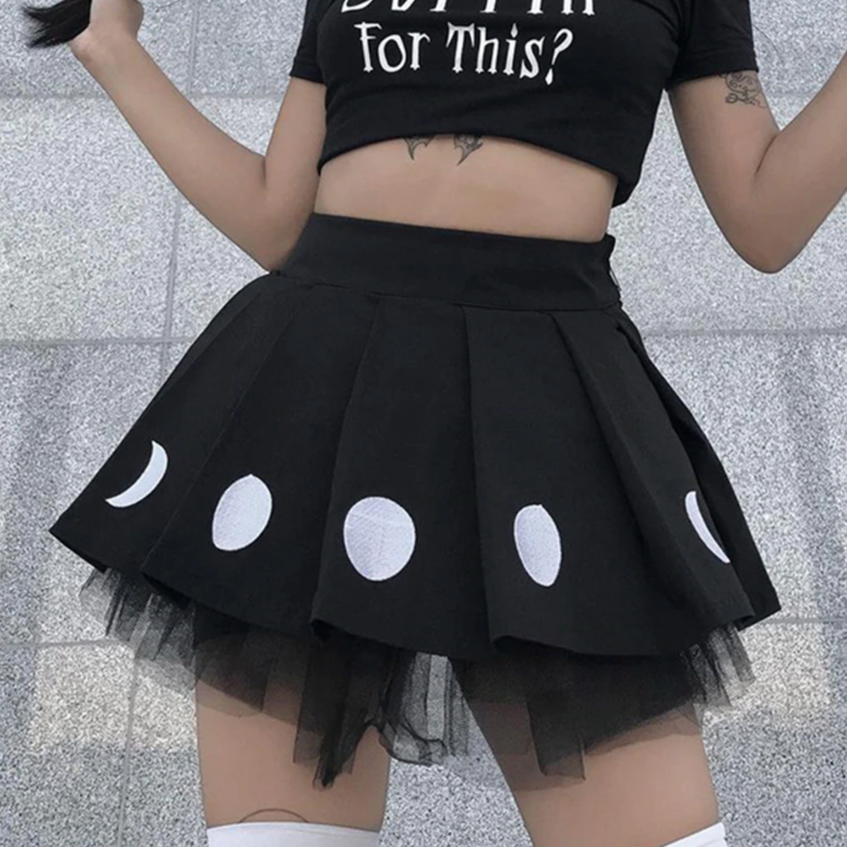 Moon Phase Pleated Skirt