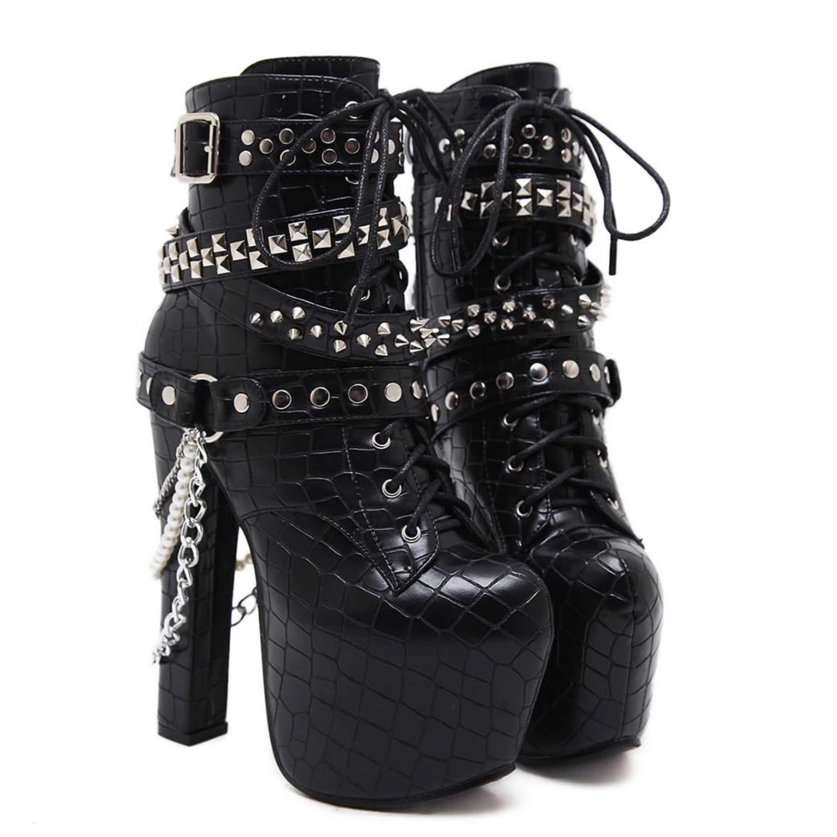 Stud & Chain Moto Boots