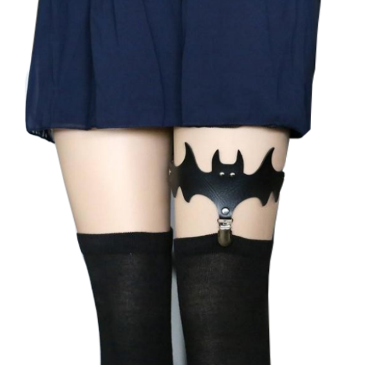 Black Bat Garter Belt Thigh Harness Spooky Halloween Gothic