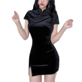 Black Oriental Goddess Dress Chinese Japan Velvet Velour Arcane Trail Black Oriental Goddess Dress Chinese Japan Velvet Velour Arcane Trail