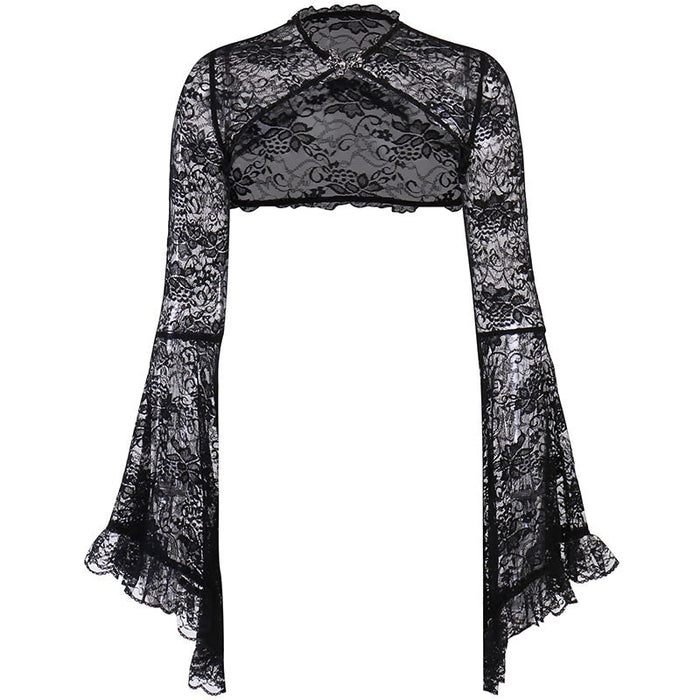 Gothic Lace Bell Sleeve Overlay Top