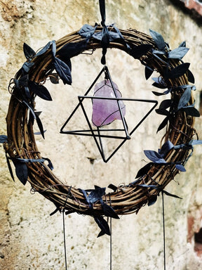 Geometric star and purple crystal detail