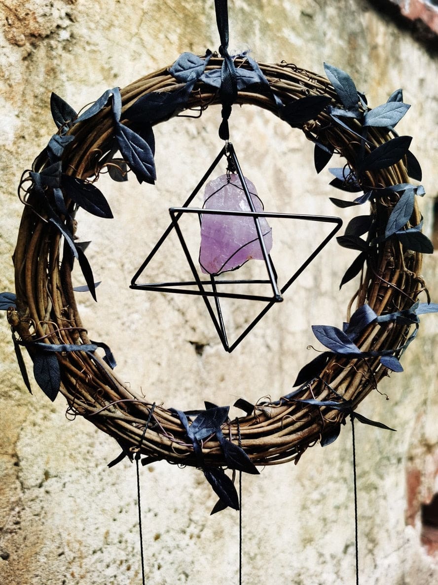 Geometric star and purple crystal detail