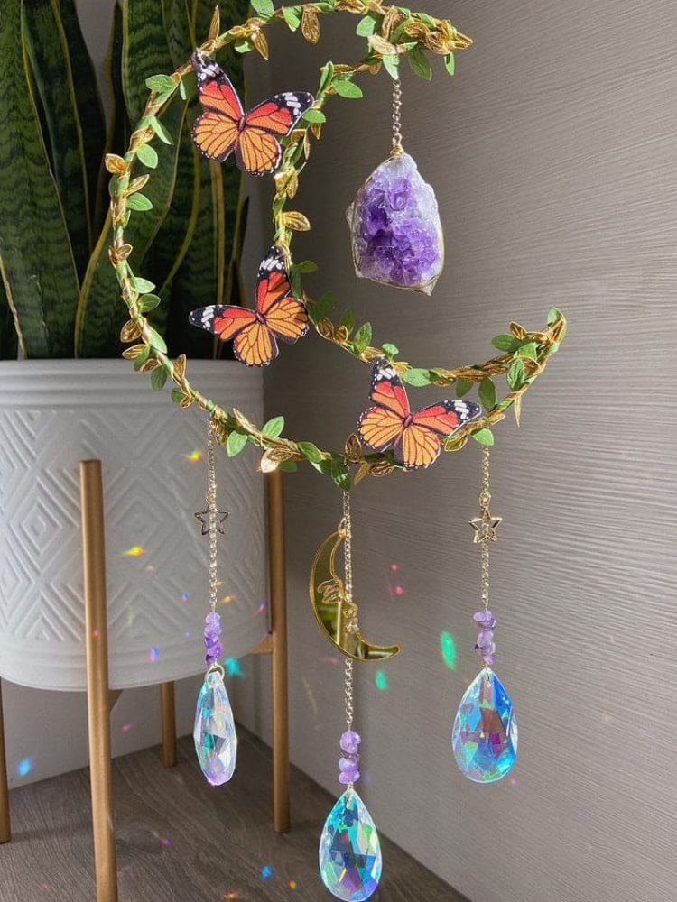 Amethyst Monarch Suncatcher - dream catcher