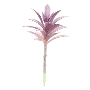 Lilac artificial succulent with layered overlapping leaves on a short branching stem.