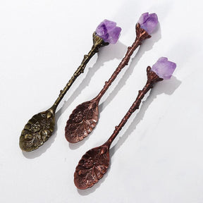 Authentic Copper & Crystal Teaspoon - Amethyst - spoon