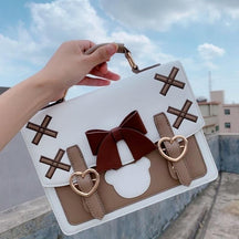 Baby Bear Lolita Handbag - White Brown - bags, box bag, purse, fairy kei, handbags