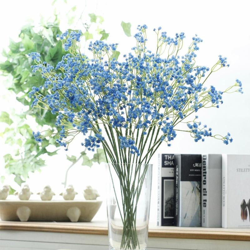 Blue Baby's Breath Bunches Foilage Dried Herbs Artificial Plant Simulation Fake Herbal Planter Pots by Arcane Trail