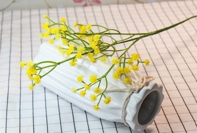 Yellow Baby's Breath Bunches Foilage Dried Herbs Artificial Plant Simulation Fake Herbal Planter Pots by Arcane Trail
