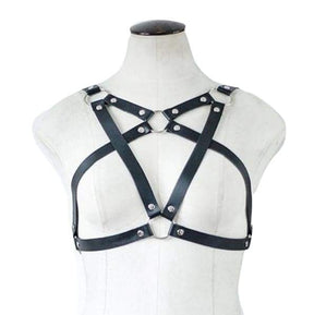 sexy pentagram star pagan harness chest garter belt vegan leather buckles bondage bdsm romantic fashion accessory by ddlg playground