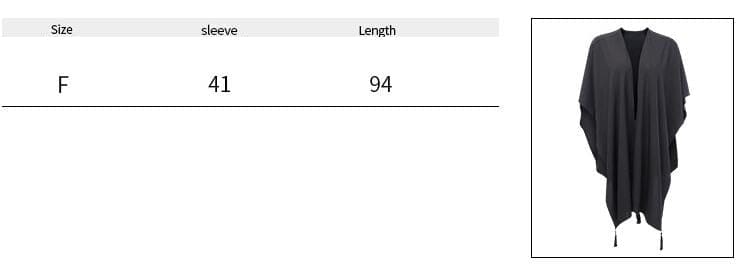 Moon Phase Wrap chart showing one-size sleeve and overall length measurements.