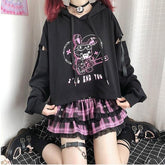 Chainsaw Bunny Hoodie - S - bunnies, bunny rabbit, cats, chain saw, chainsaw