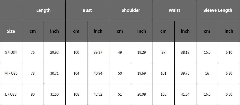 Black The Witch tarot-style graphic T-shirt size chart showing S, M and L garment measurements.