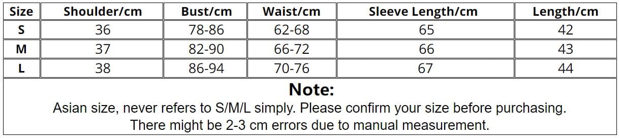 Size chart for the velvet bell-sleeve crop top, listing shoulder, bust, waist, sleeve length and top length in centimetres for S, M and L.