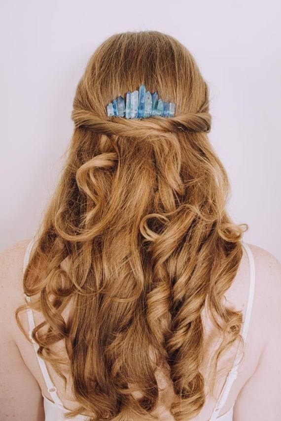 Raw Blue Quartz Crystal Hair Comb Accessory Clip Barrette Spiritual Healing Reiki Chakra by Arcane Trail