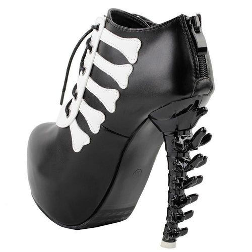 Boned Ribcage Ankle Booties Spinal Cord Creepy Goth Style Arcane Trail