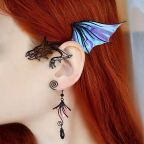 Butterfly Elven Ear Clip - Black & Purple Dragon - hair accessory