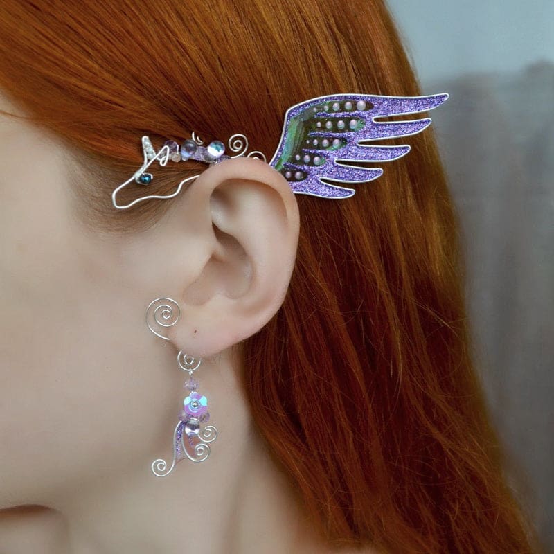 Butterfly Elven Ear Clip - Purple Unicorn - hair accessory