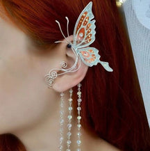 Butterfly Elven Ear Clip - Silver Butterfly - hair accessory