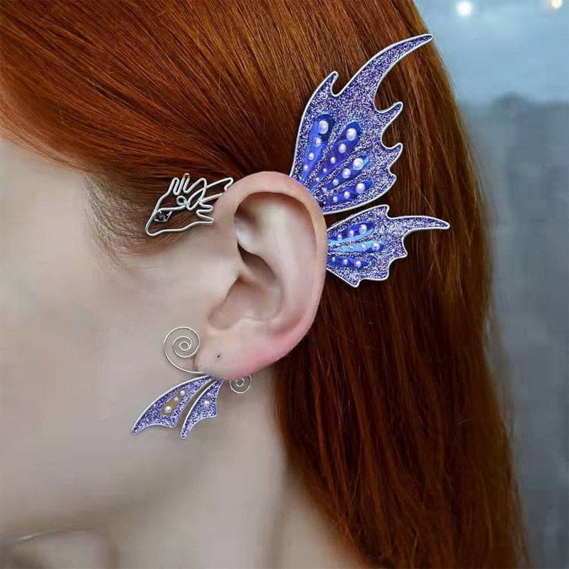 Butterfly Elven Ear Clip - Violet Dragon - hair accessory