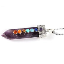 Chakra Wand Amethyst Pendant Necklace Crystal Healing Powerful Pointed Rainbow Raw Stone Jewelry by Arcane Trail