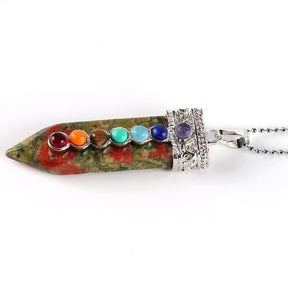 Chakra Wand Pendant Ukanite Jasper Necklace Crystal Healing Powerful Pointed Rainbow Raw Stone Jewelry by Arcane Trail