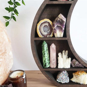 Crescent moon shelf crystal ledges close-up