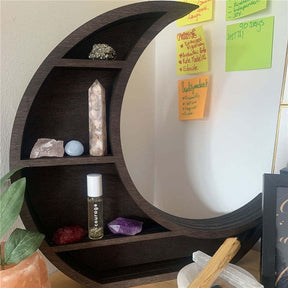 Crescent moon shelf desk arrangement