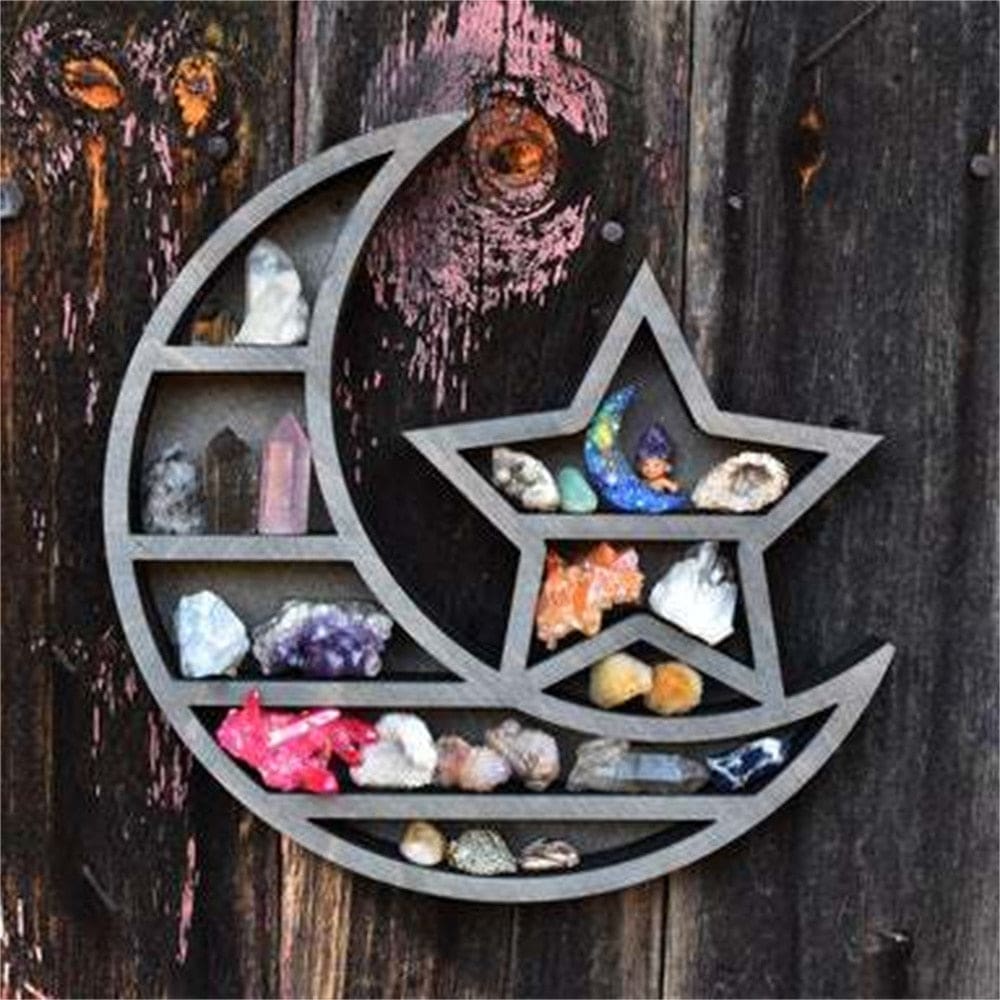 Star moon shelf hung on a door