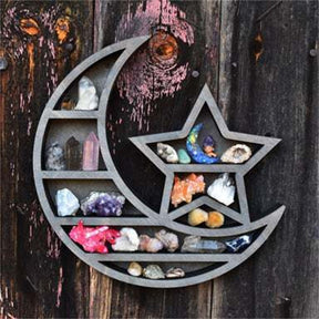 Star moon shelf hung on a door