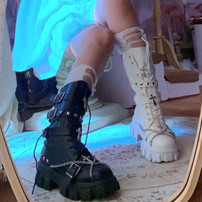 Cross My Heart Combat Boots - booties, boots, combat footwear, goth