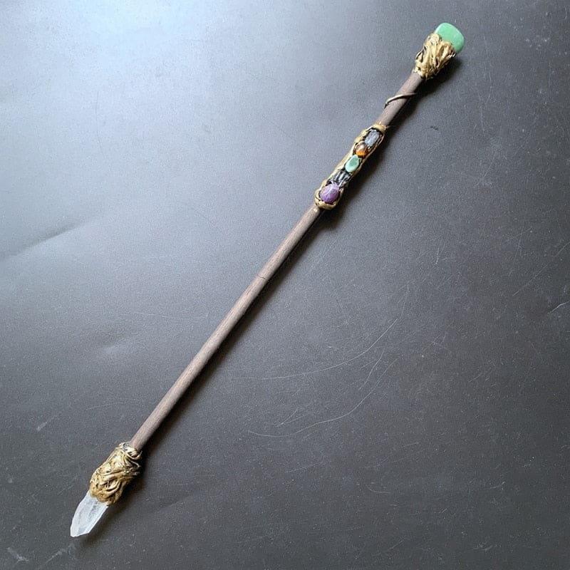 Crystal Branch Pointed Wand - green aventurine - wand