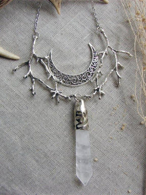 Crystal Forest Moon Pendant - necklace