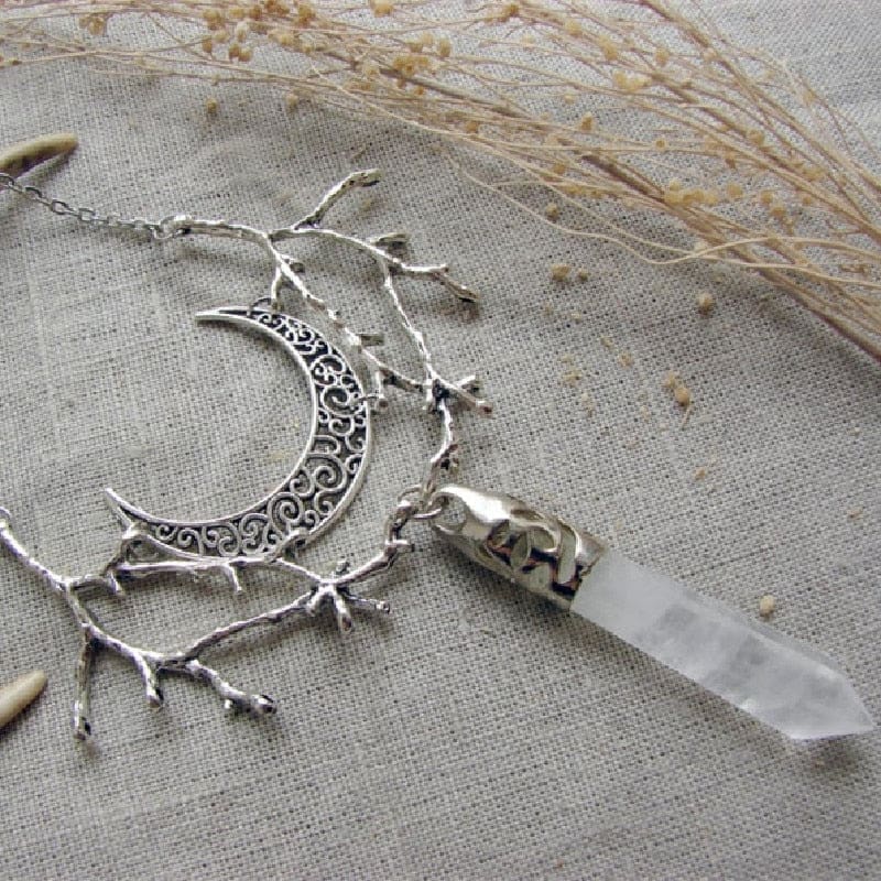 Crystal Forest Moon Pendant - necklace