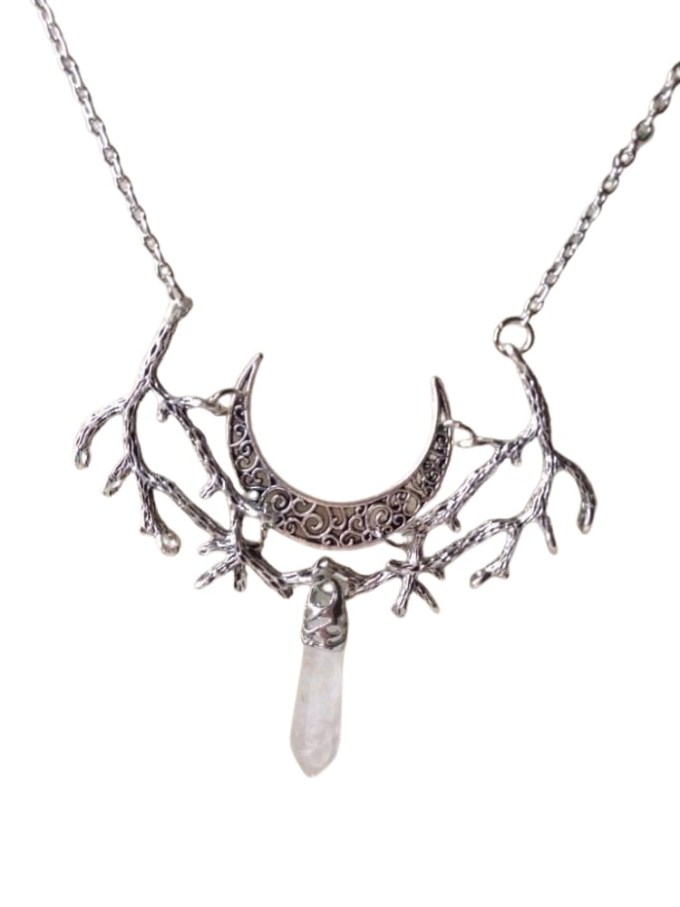 Crystal Forest Moon Pendant - necklace