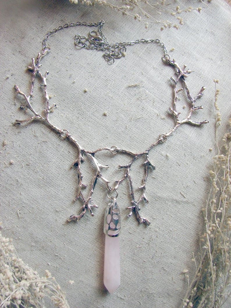 Crystal Forest Moon Pendant - necklace