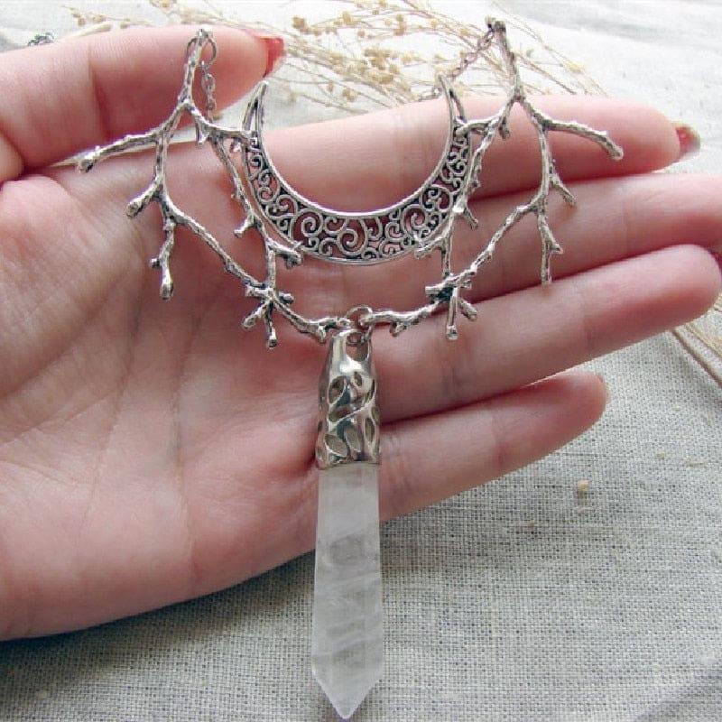 Crystal Forest Moon Pendant - Moon - necklace