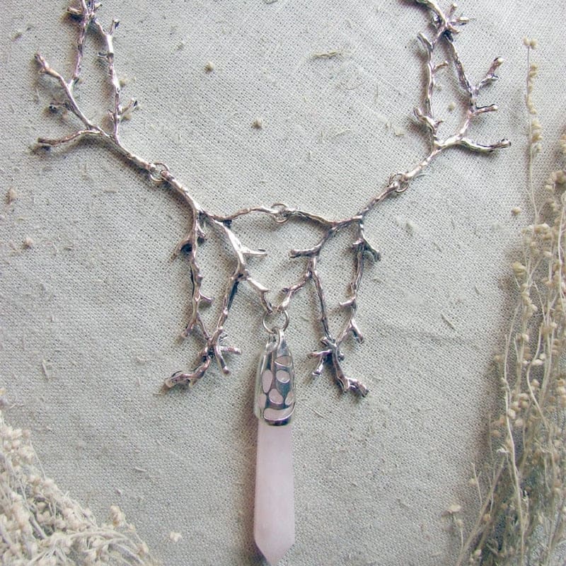 Crystal Forest Moon Pendant - necklace