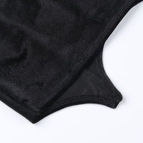 Dark Kitten black hooded sweater and lace skirt separates showing the inside hem of the separate camisole; camisole not included.