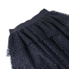 Dark Kitten black hooded sweater and lace skirt separates showing the skirt back waist and lace.