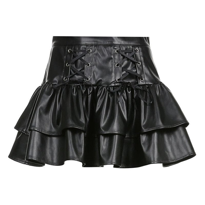Dark Temptress Skirt Pleather Leather Latex Corset Skirt Arcane Trail