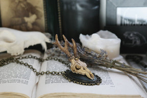 Deer Skull Cameo Pendant - necklace