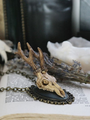 Deer Skull Cameo Pendant - necklace