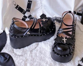 Devil’s Mistress Lolita Mary Janes - babydoll shoes, bat, bat wing, bats, buckle shoes
