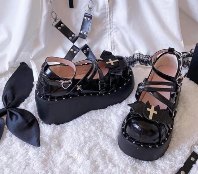 Devil’s Mistress Lolita Mary Janes - babydoll shoes, bat, bat wing, bats, buckle shoes