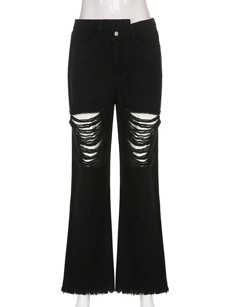 Y2K Black Flare Trousers - Size 3