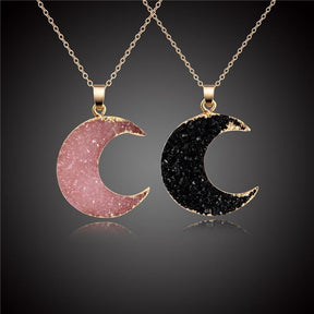 Druzy Moon Pendants - Necklace